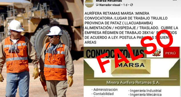 Continúan estafando con convocatorias laborales para mineras a través de grupos de Facebook