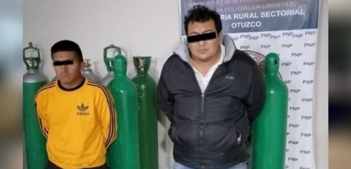 Otuzco: capturan a dos sujetos que comercializaban balones de oxígeno de manera ilícita