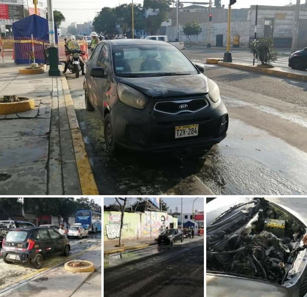 Taxi se incendia en plena Av. España