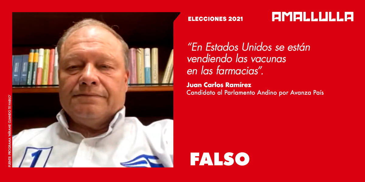 Versión de candidato de Avanza País acerca de que farmacias de EE.UU. venden la vacuna contra la Covid-19 es falsa