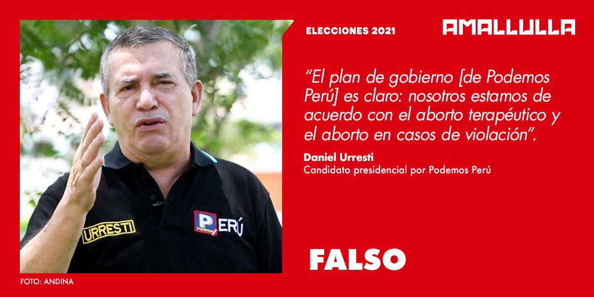 No es cierto lo que dijo Urresti acerca de que su plan de gobierno respalda el aborto terapéutico o en caso de violación