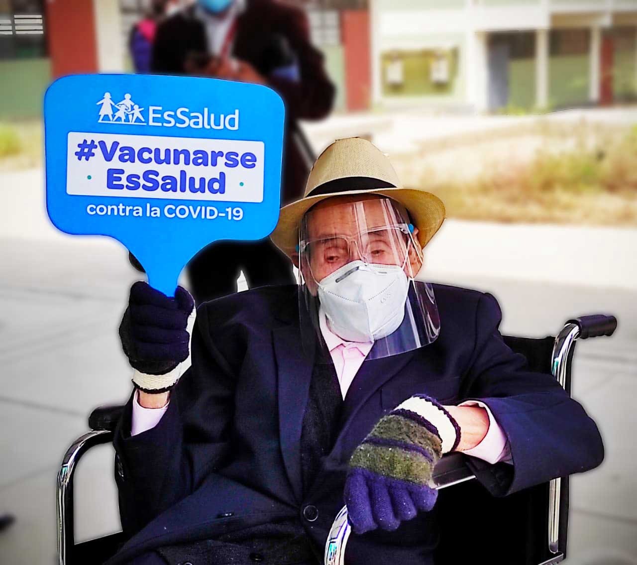 Abuelito de 103 años fue vacunado contra la covid-19 en La Esperanza