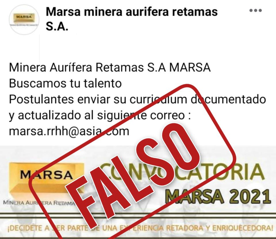 Estafadores se hacen pasar como ejecutivos de empresas mineras
