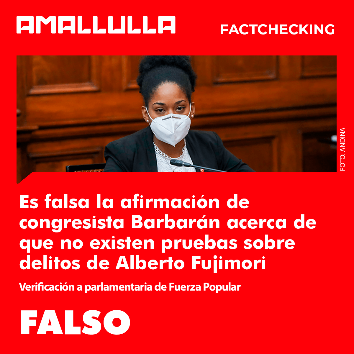 Es falsa la versión de congresista Barbarán de que no existen pruebas que señalen a Fujimori como responsable de delitos