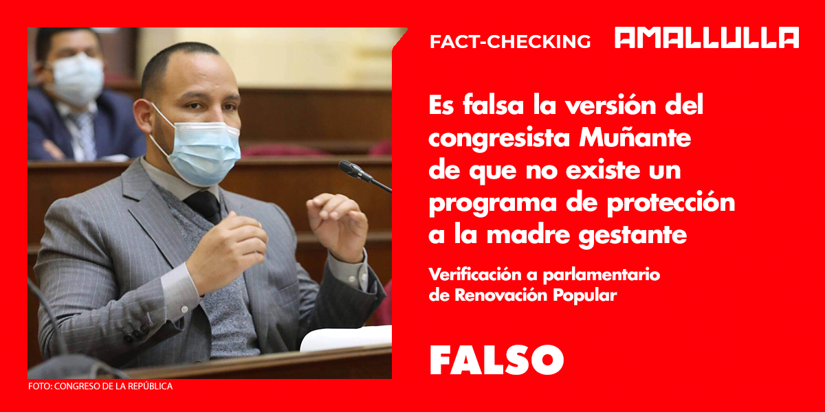 Es falsa la versión del congresista Muñante de que no existe un programa de protección a la madre gestante