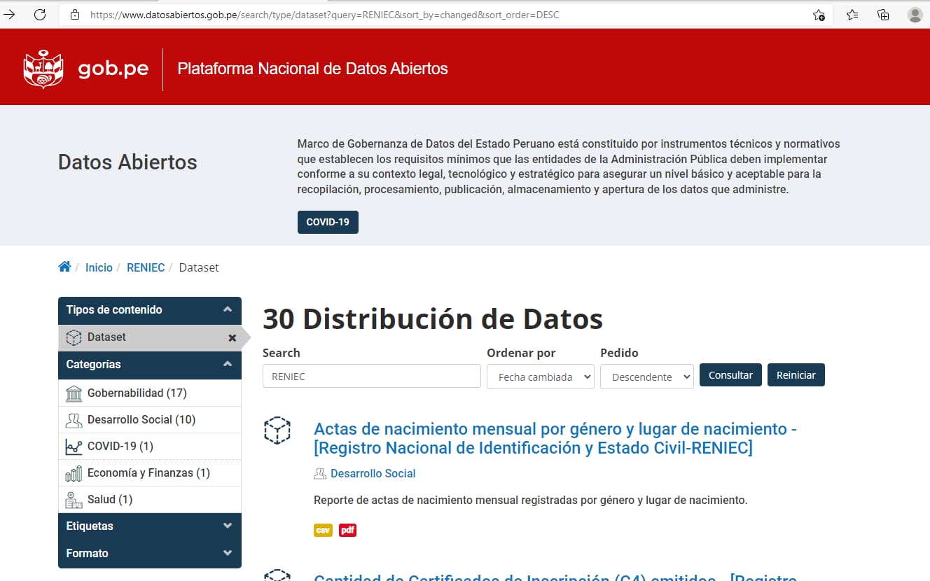 Reniec lanza portal de datos abiertos para fortalecer la transparencia de la información pública