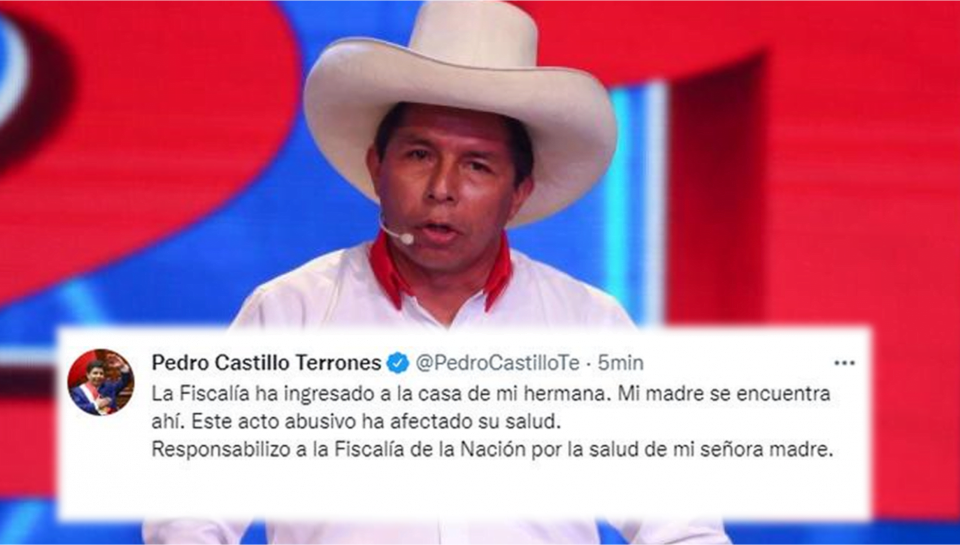 Presidente Castillo denuncia a la Fiscalía por haber "afectado a su madre"