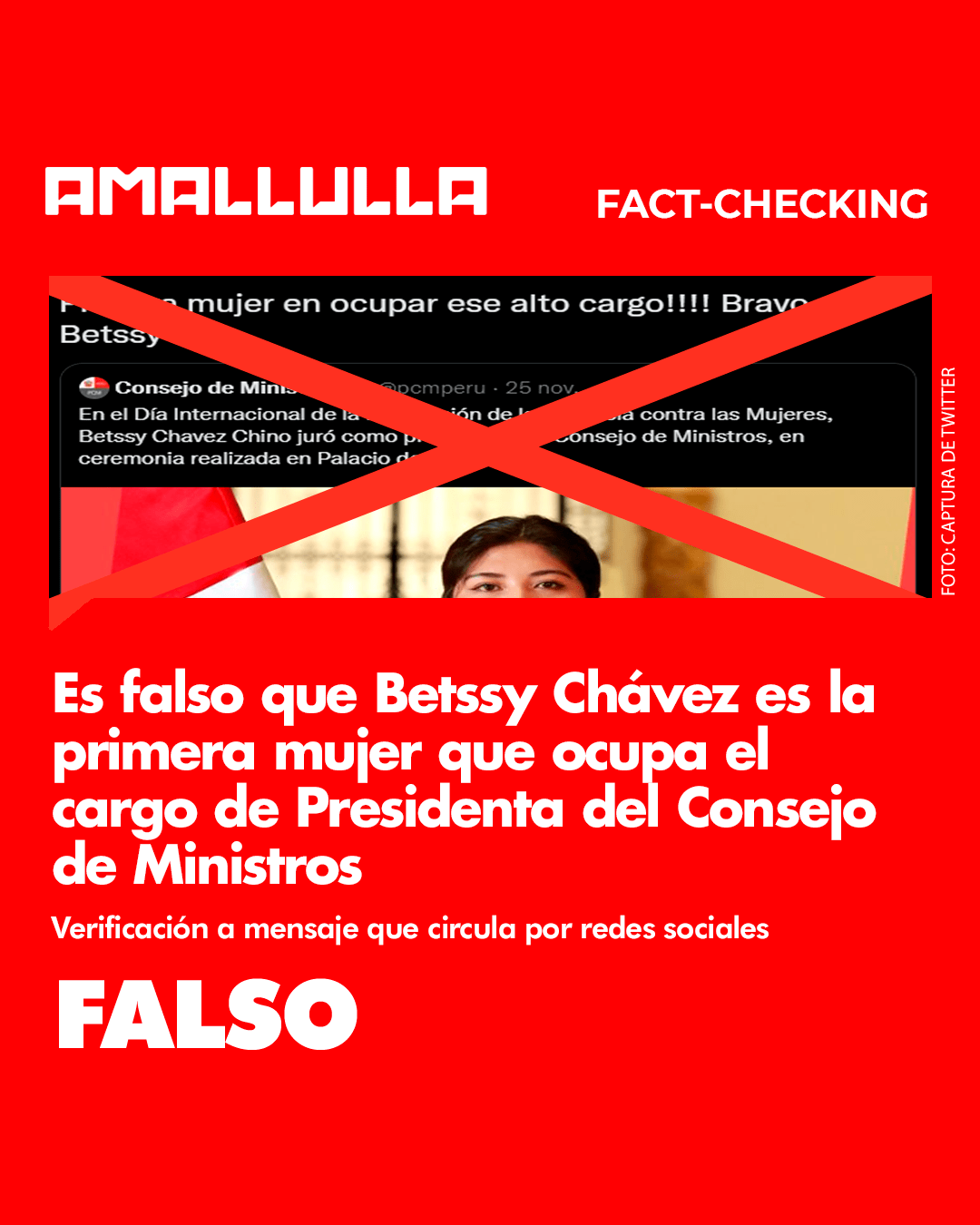 Es falso que Betssy Chávez es la primera mujer que ocupa el cargo de Presidenta del Consejo de Ministros