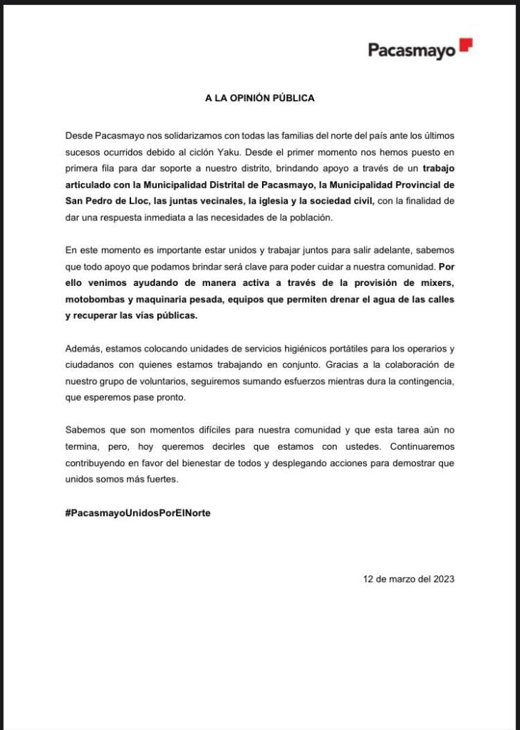Comunicado Pacasmayo