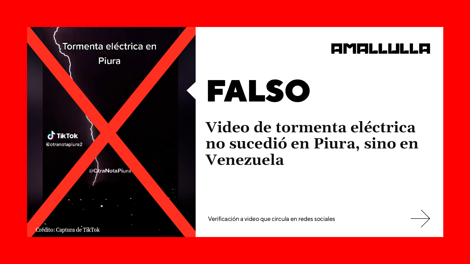 Falso: Video de tormenta eléctrica no sucedió en Piura, sino en Venezuela