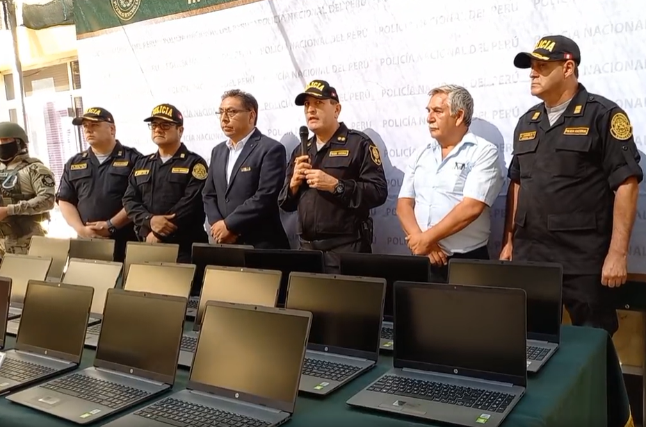 PNP suma 58 laptops recuperadas de las 60 robadas en un colegio de Moche