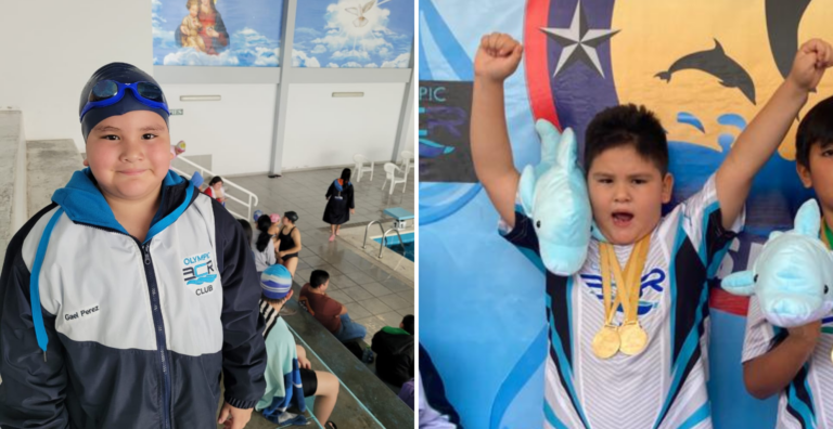 Niño de 7 años arrasa con medallas de oro en competencia de natación en Trujillo