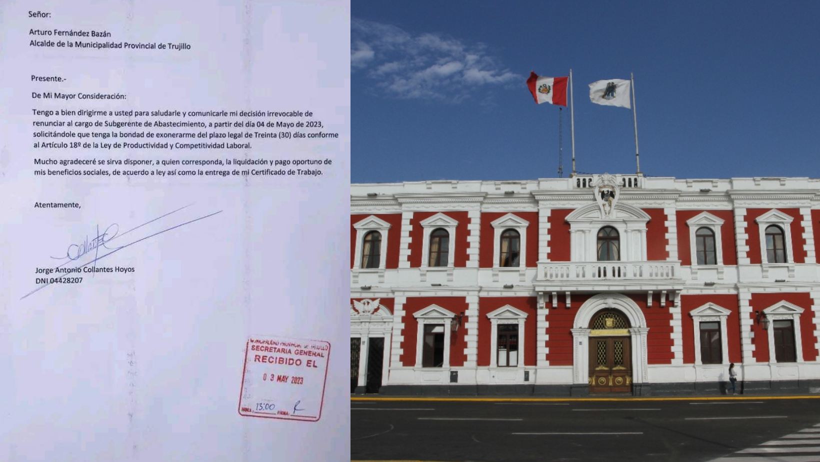 Trujillo: renuncia el Subgerente de abastecimiento de la MPT a la actual gestión de Arturo Fernández