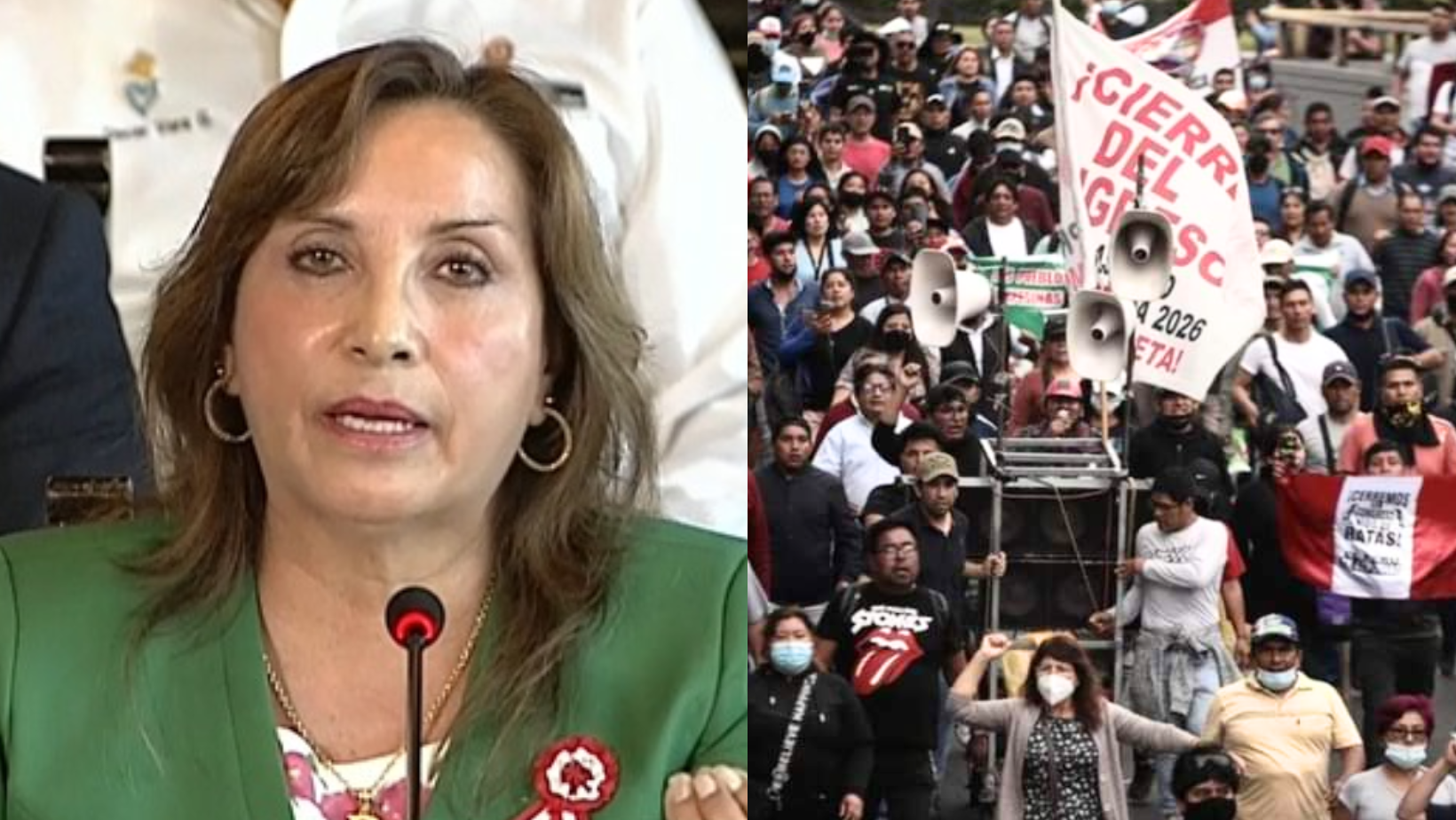 Presidenta Dina Boluarte advierte que las marchas son una amenaza a la democracia