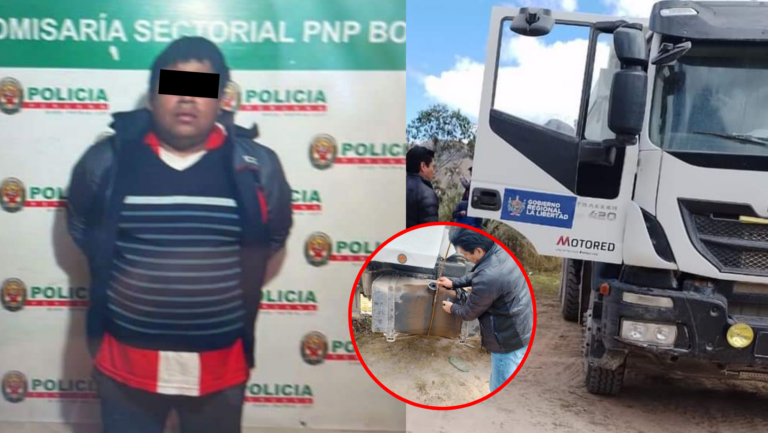 La Libertad: Chofer de volquete del GORE involucrado en presunto robo y venta de combustible en Bolívar