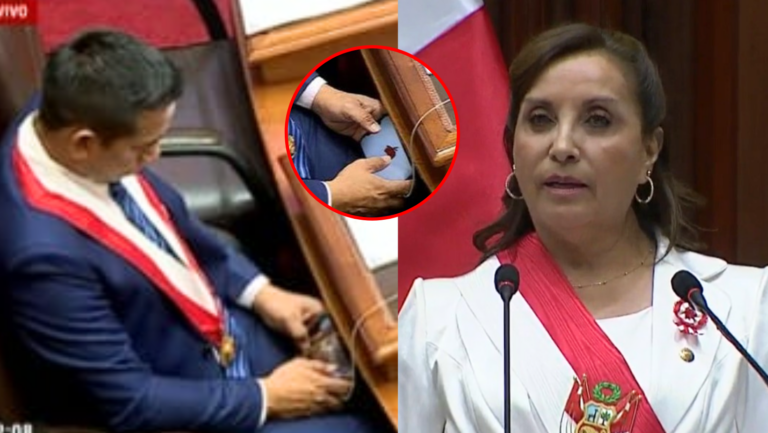 Congresista es captado jugando en su celular, durante el mensaje presidencial de Dina Boluarte por Fiestas Patrias