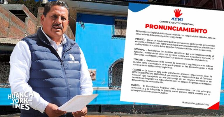El movimiento del gobernador de Huancavelica llama «dictadura» al régimen de Dina Boluarte