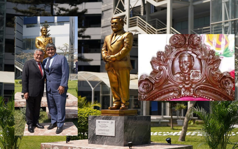 César Acuña: De los sillones tallados con su rostro a una estatua dorada en la UCV