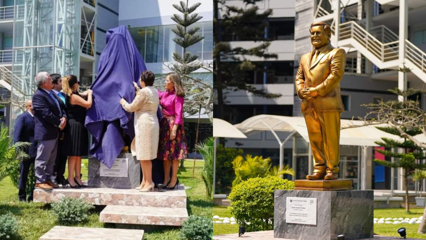Trujillo: Ubican estatua dorada de César Acuña en sede universitaria