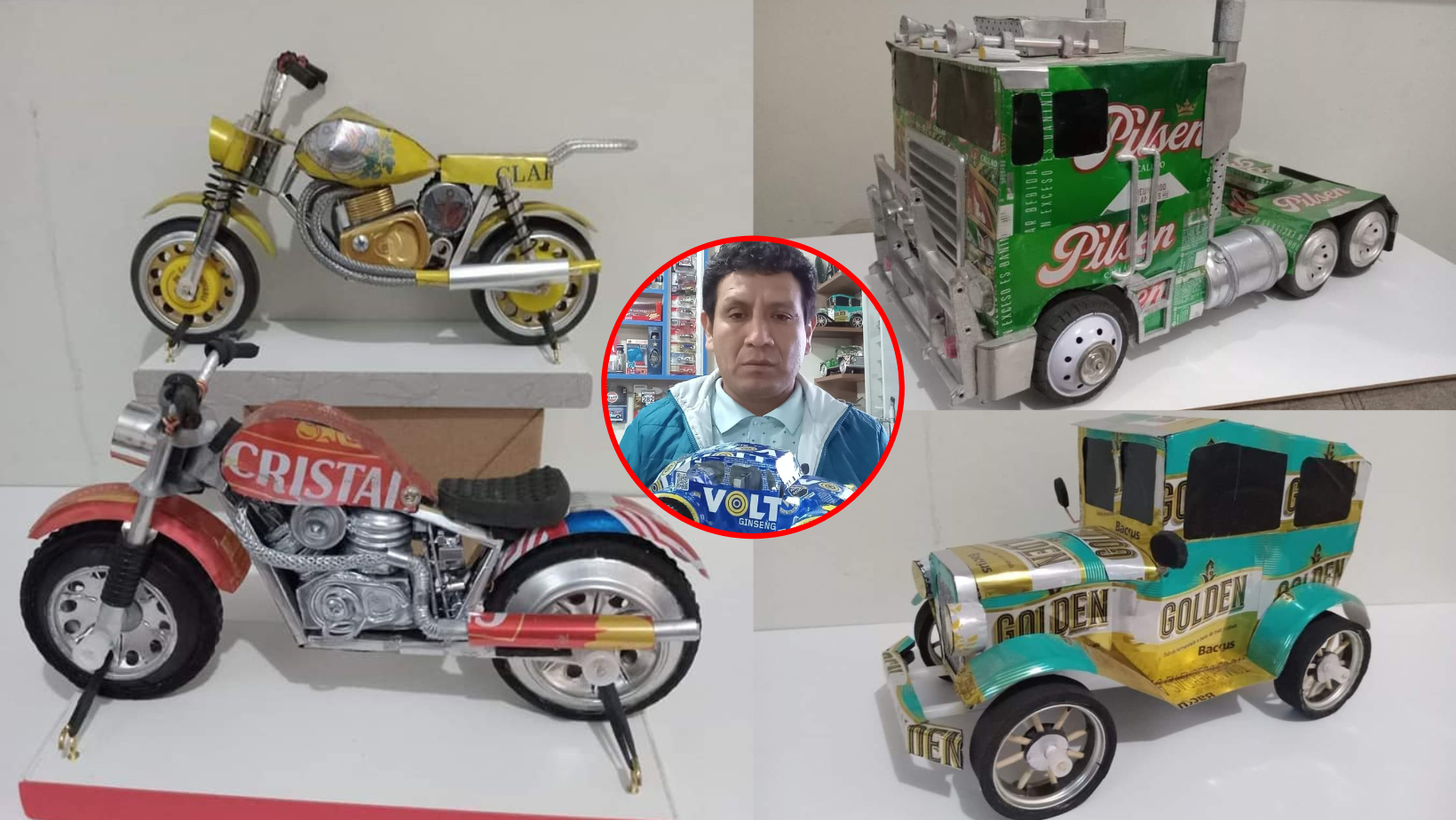 Chimbote: ciudadano convierte latas en adornos de automóviles y motos