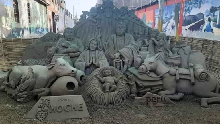¡De Moche para el mundo! Escultores realizan el nacimiento navideño de arena más grande del Perú