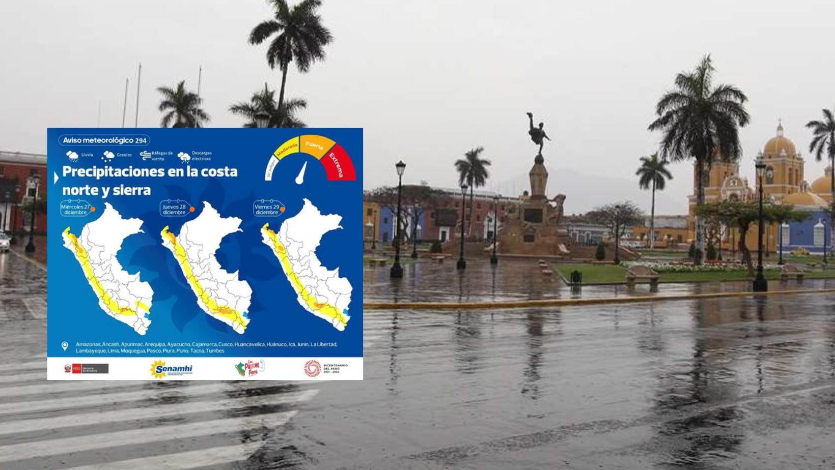 La Libertad: Pronóstico de lluvias del 27 al 29 de diciembre, según el SENAMHI