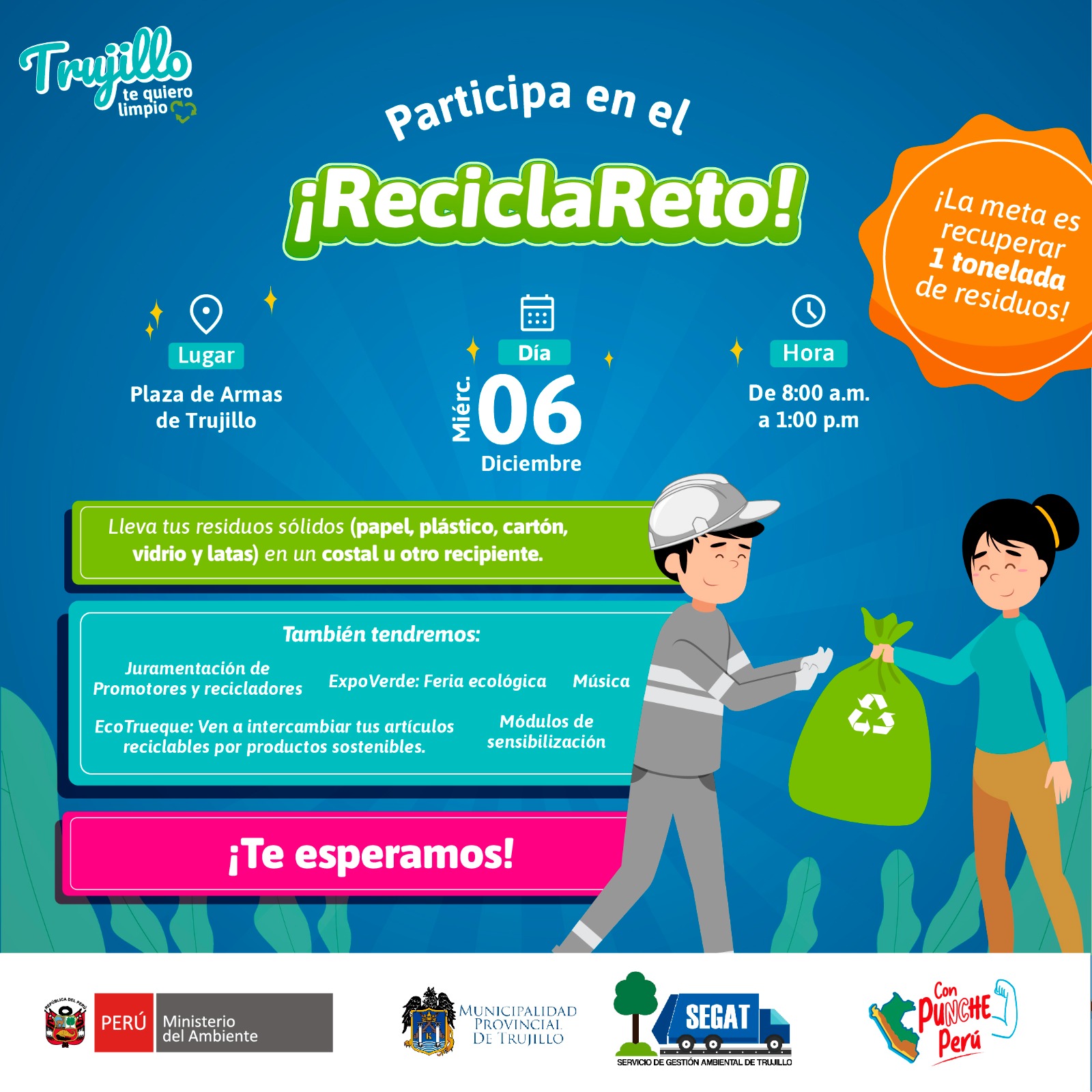 Trujillo Limpio: preparan el ReciclaRETO para recuperar 1000 kg de residuos