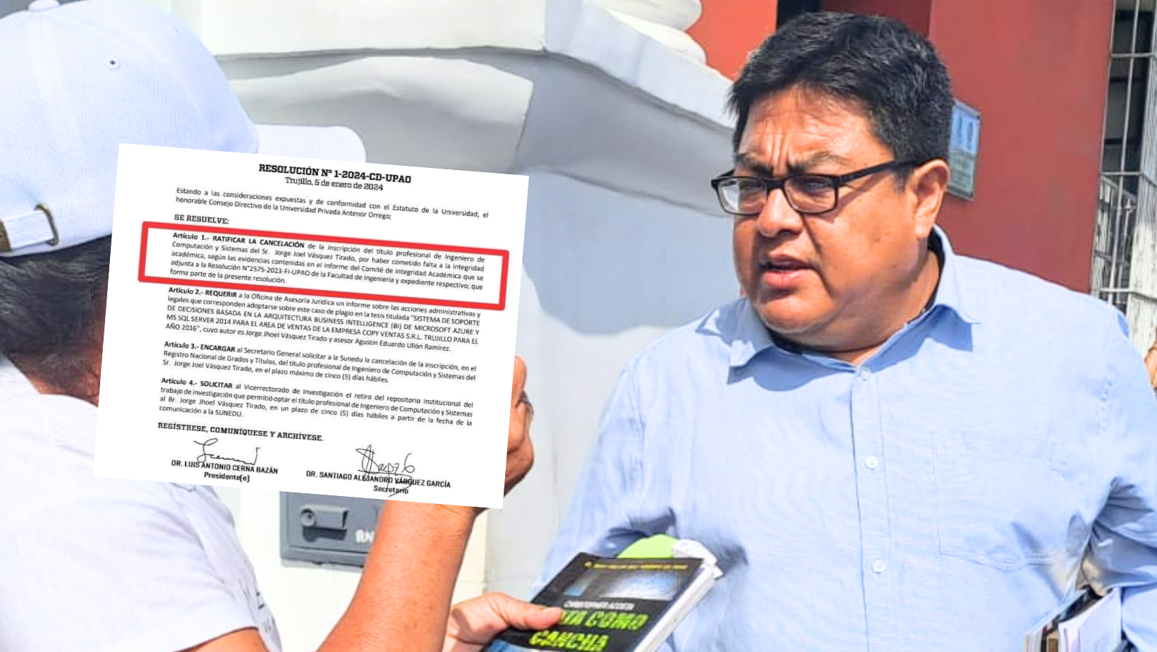 Trujillo: Jorge Vásquez niega plagio de su tesis para obtener título profesional en la UPAO
