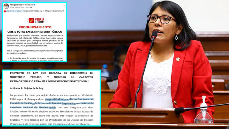 ¡Alerta!: Margot Palacios apoya proyecto de ley que pretende atentar contra la Fiscalía