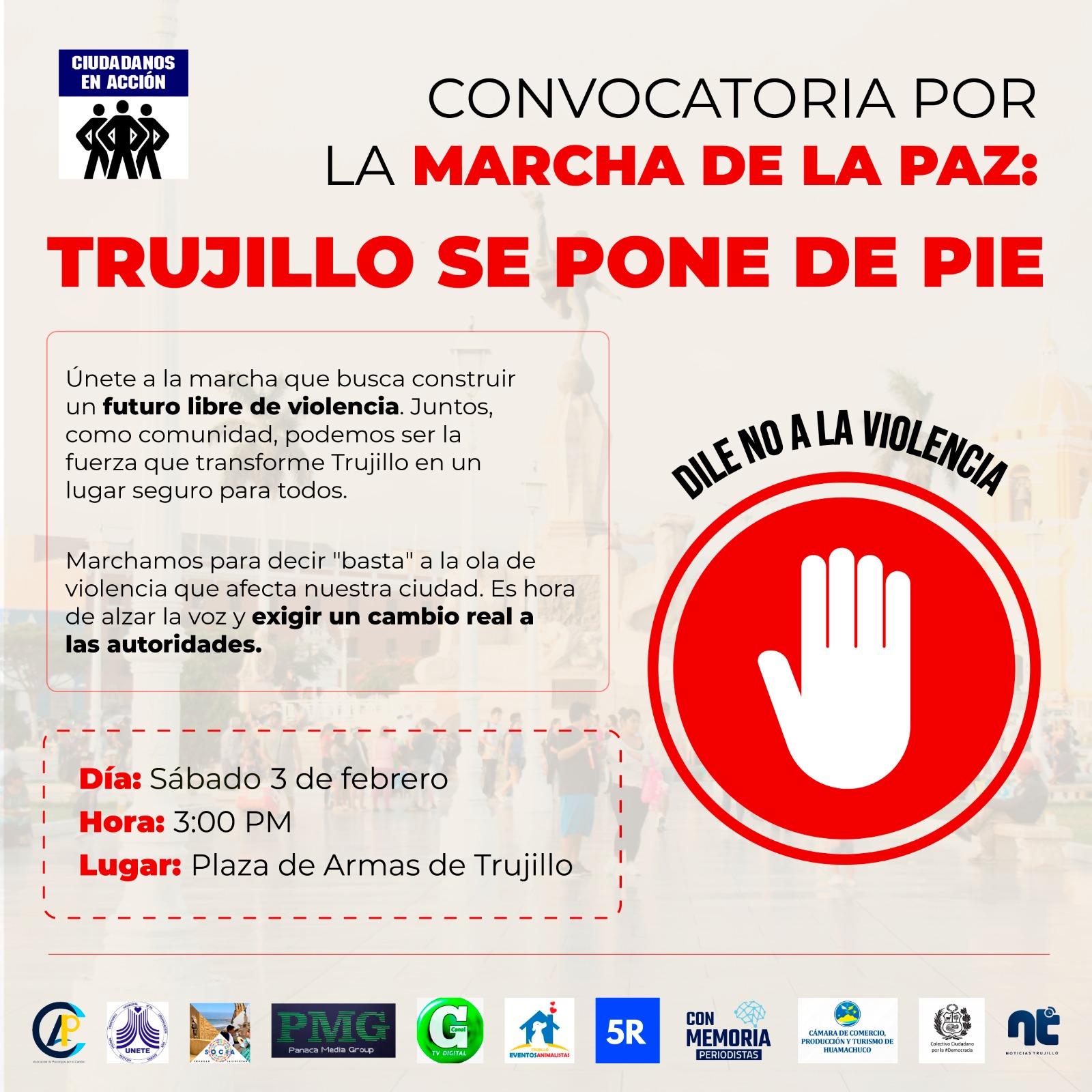 Trujillo: realizarán marcha por la paz en respuesta a la ola de crímenes en la región