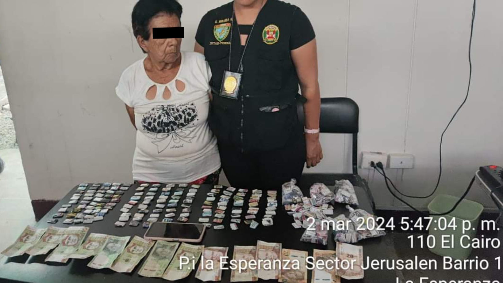 Trujillo: Intervienen a anciana de 82 años con más de 500 ketes de PBC