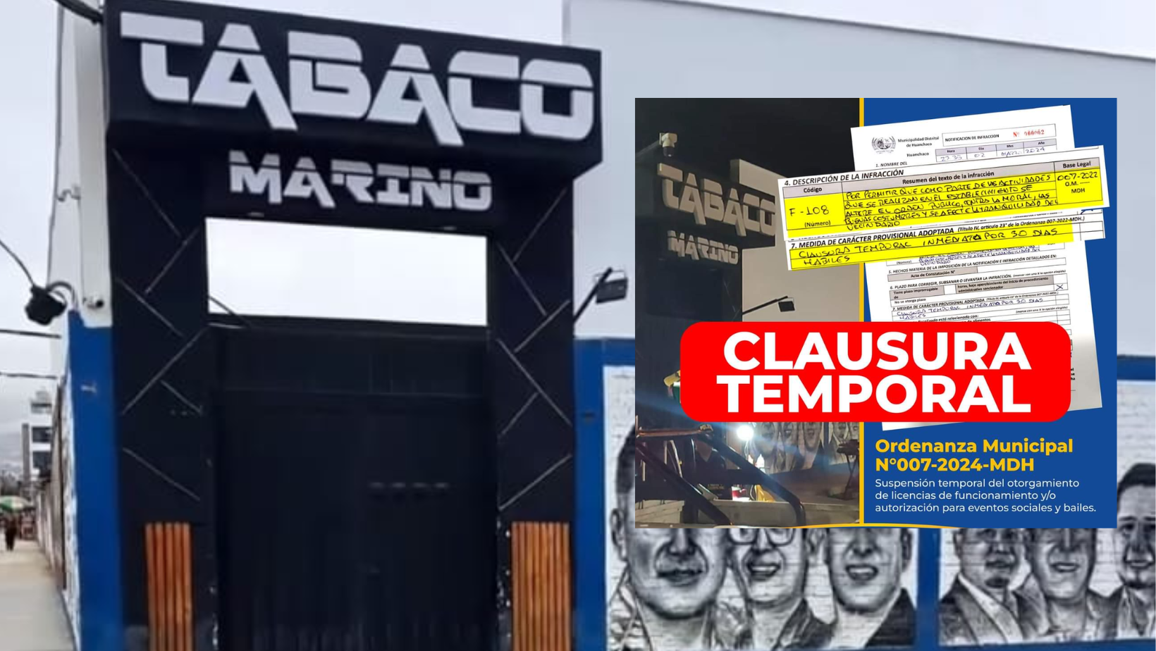 Municipalidad  de Huanchaco clausura "Tabaco Marino" por 30 días