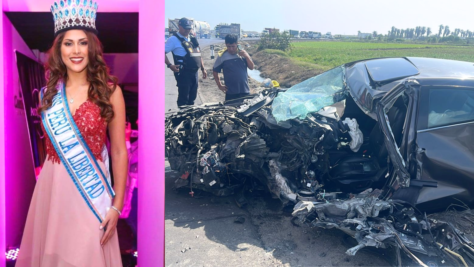 ExMiss Perú La Libertad 2017 resulta herida tras chocar su auto con un camión