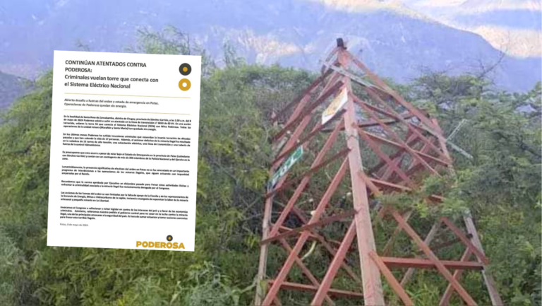 La Libertad: Criminales derriban una vez más torre de alta tensión de minera Poderosa