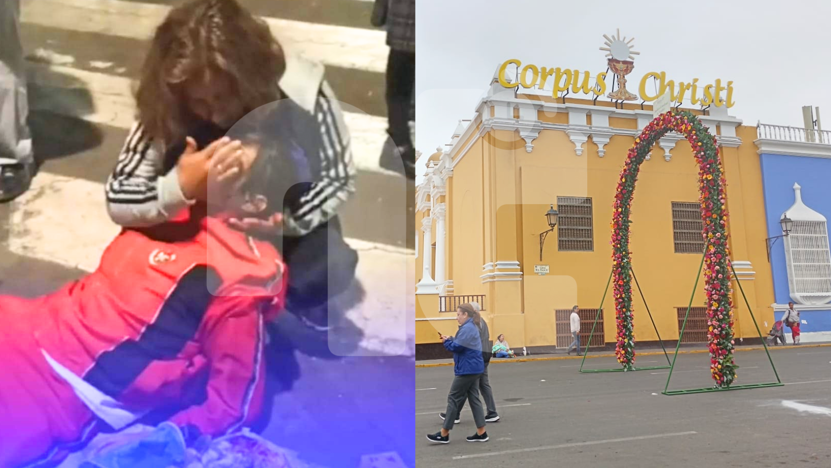Trujillo: Escolar queda herida tras caer una estructura de fierro con flores del Corpus Christi