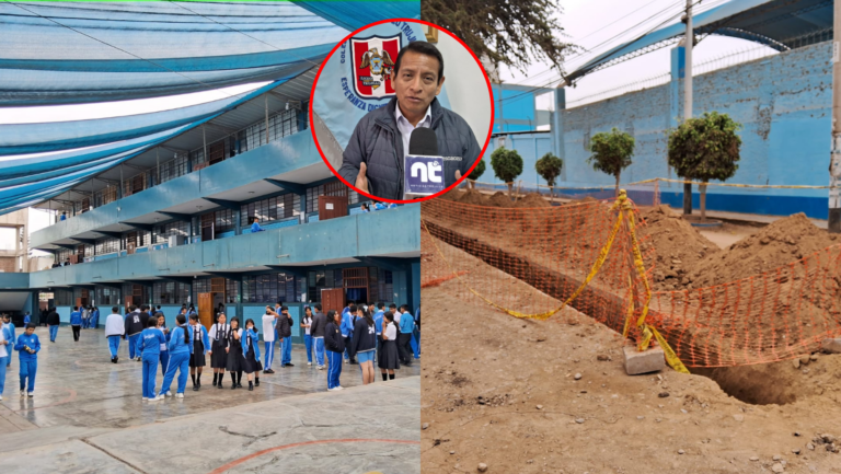 Alumnos del Liceo Trujillo sufren ante polvareda por trabajo de tuberías