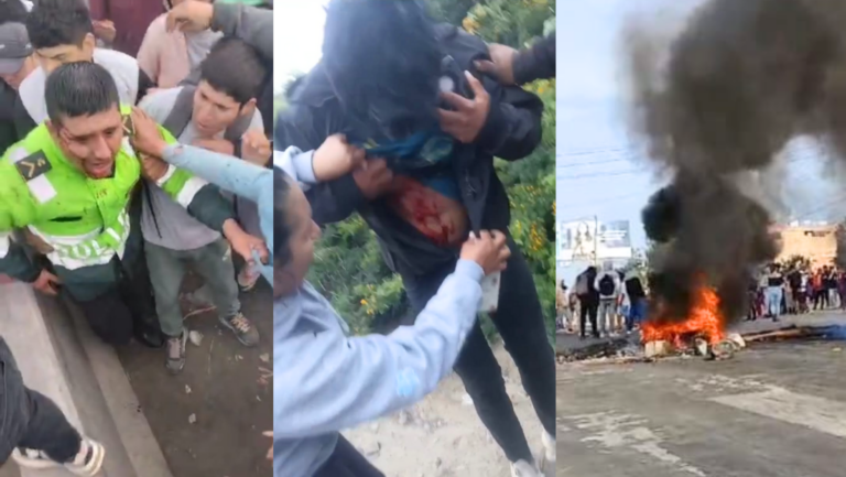 La Libertad: 2 policías y 4 manifestantes heridos durante bloqueo de vías por crímenes y extorsiones