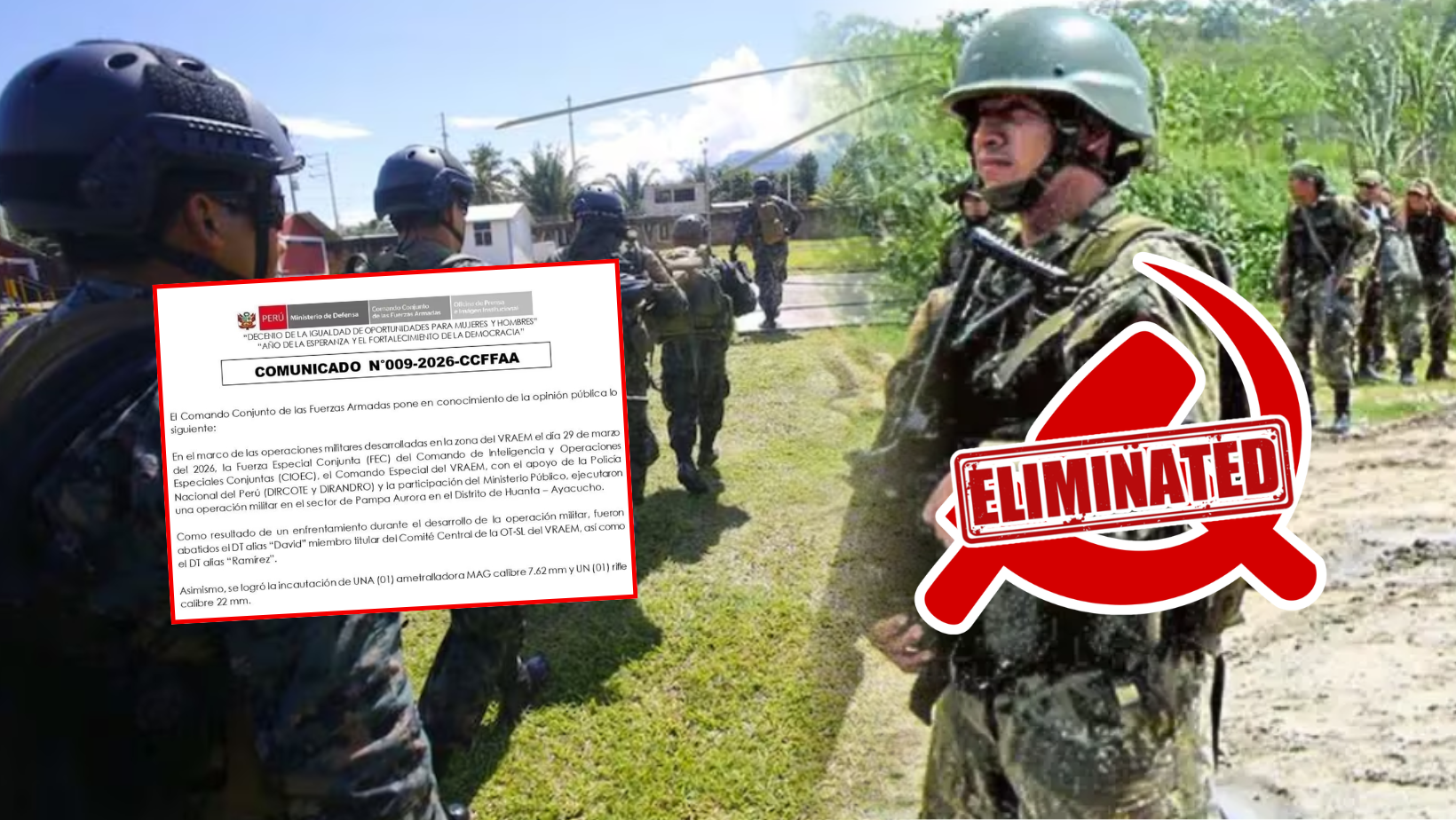 Militares abaten a 2 terroristas de Sendero Luminoso en el Vraem