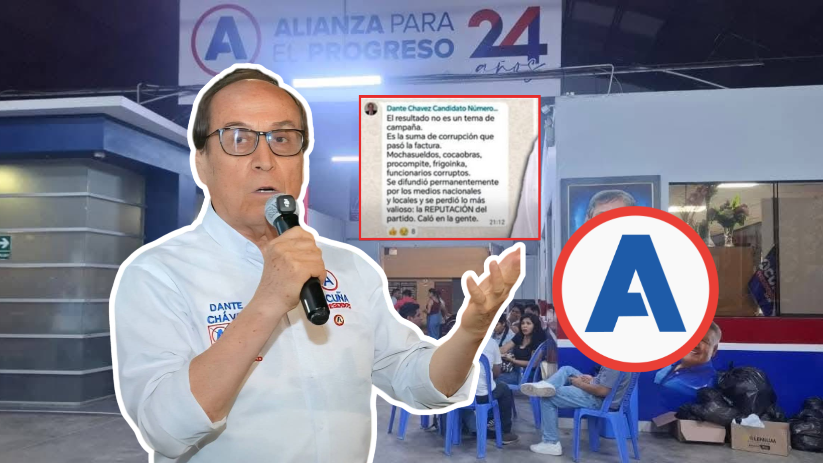 Dante Chávez tras derrota de APP: “El partido se levantará, pero ya no con tránsfugas”