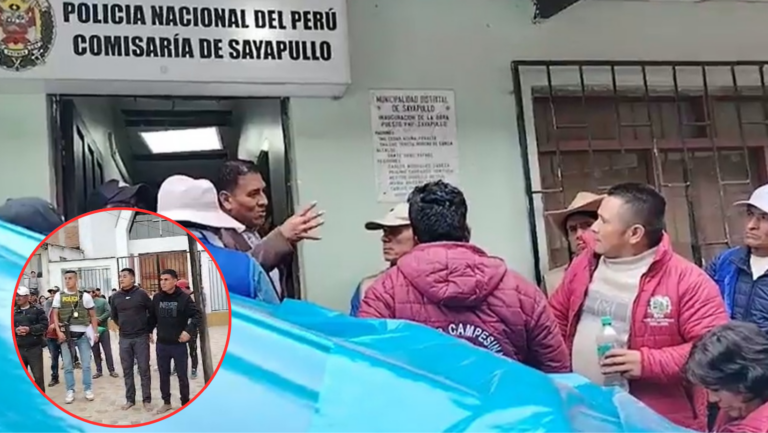 Ronderos entregan al fiscal a 2 policías acusados de matar minero en Sayapullo