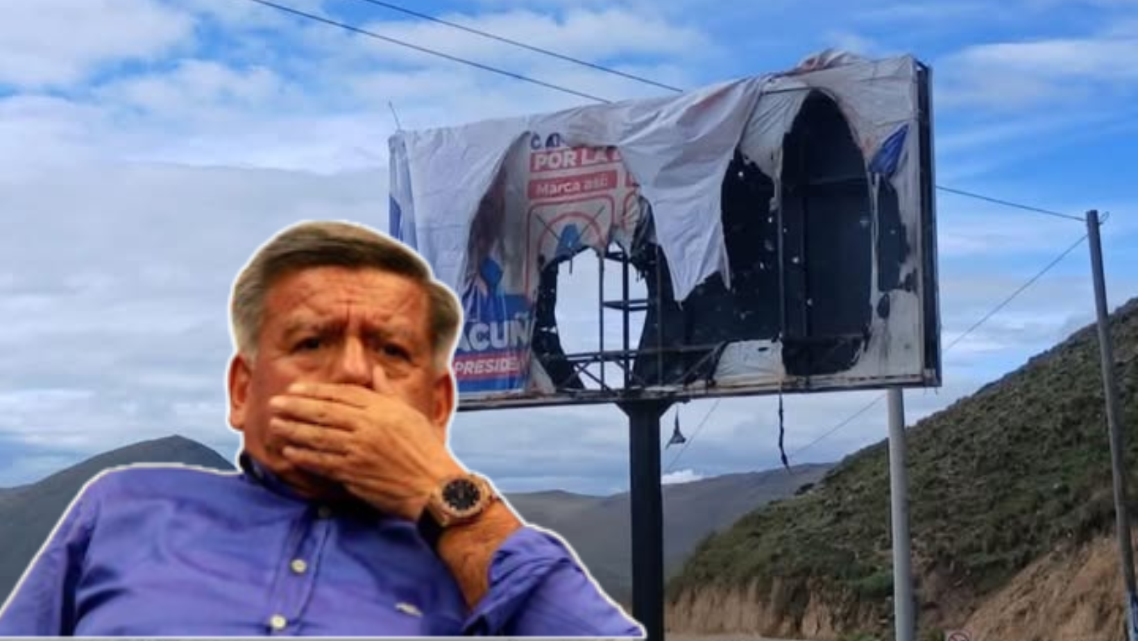 Queman propaganda electoral de César Acuña en Santiago de Chuco
