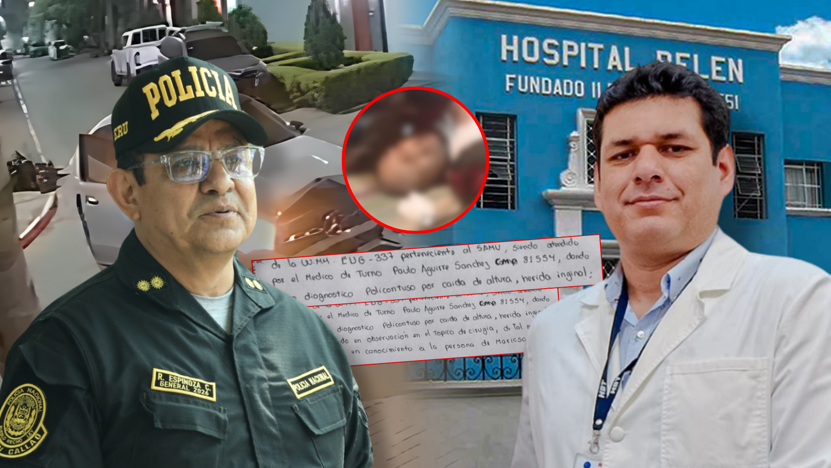 Juan Martínez terminó en el Hospital Belén por accidente de tránsito pero parte policial indicaba caída de altura