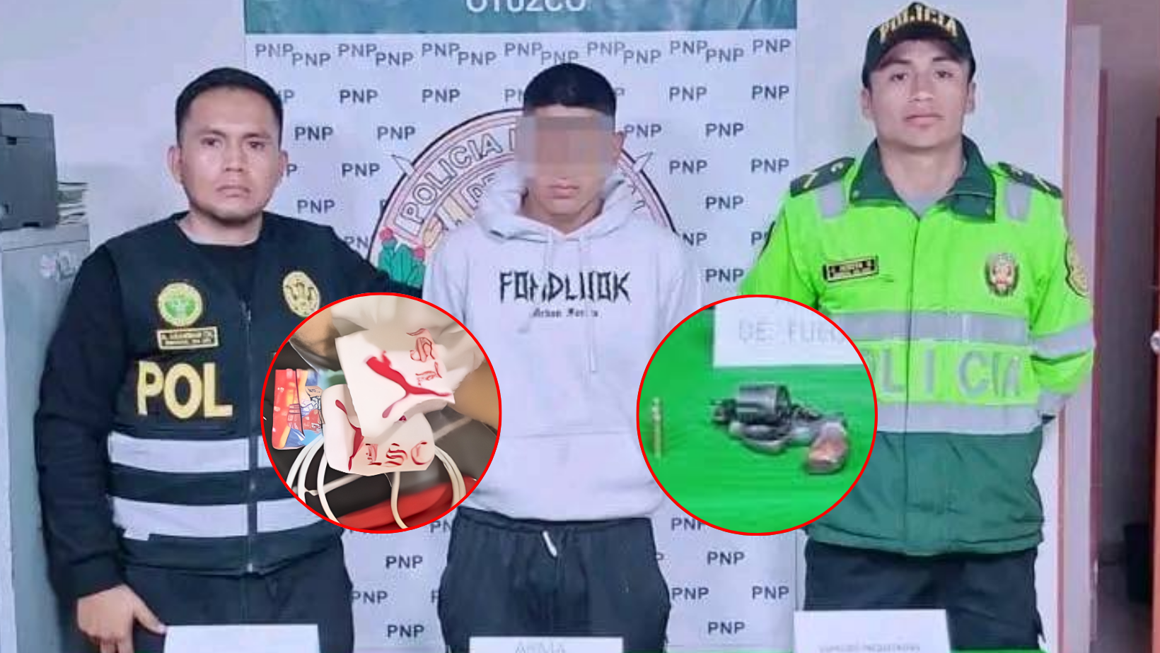 Con arma de fuego, explosivos y stickers extorsivos, detienen a joven en Otuzco