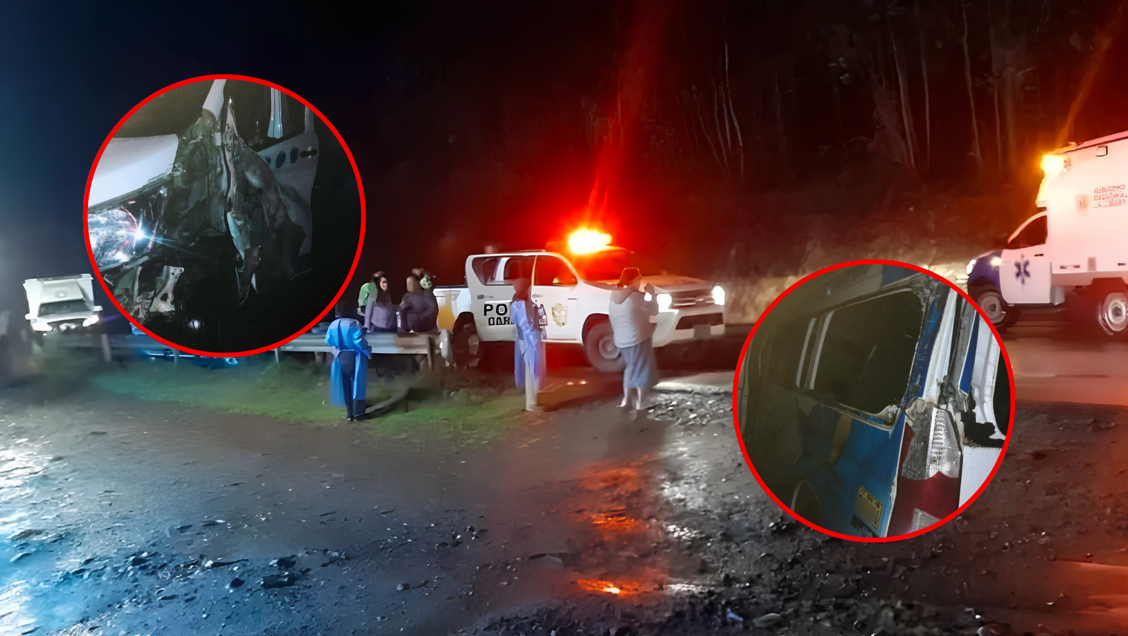 Tres heridos deja despiste de minivan en Otuzco en horas de la madrugada