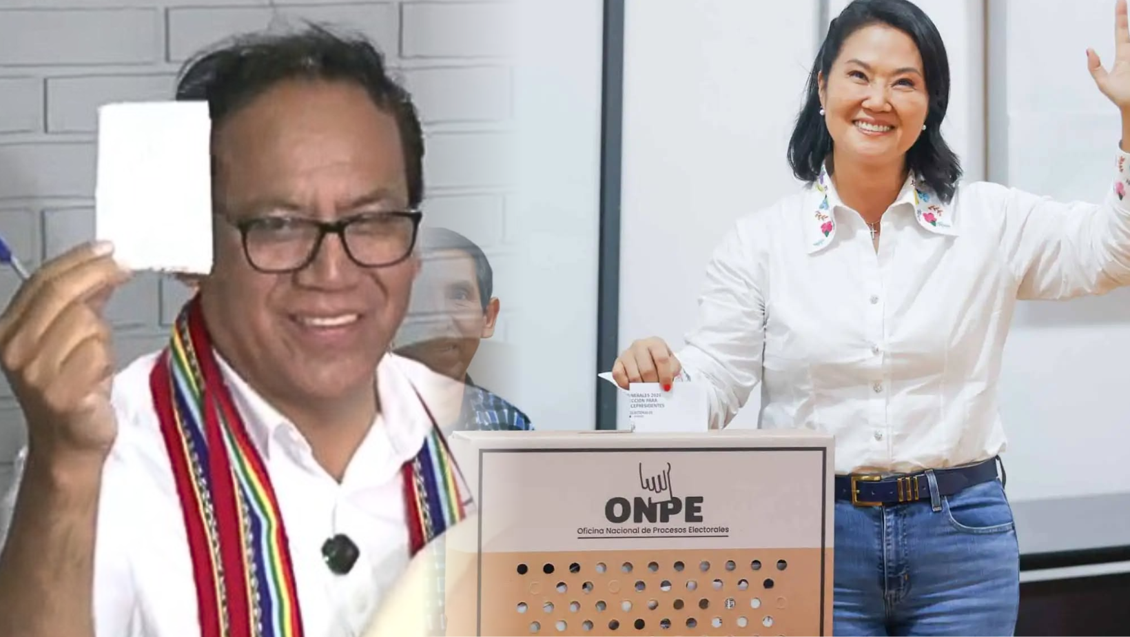 Keiko Fujimori y Roberto Sánchez emiten su voto por la segunda vuelta electoral