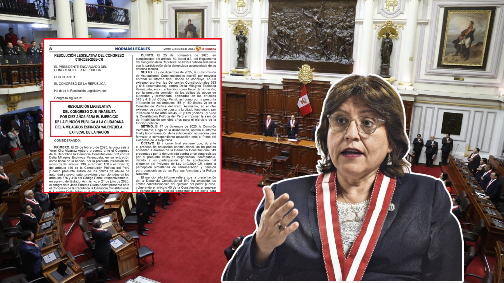 Congreso oficializa inhabilitación de exfiscal Delia Espinoza por 10 años