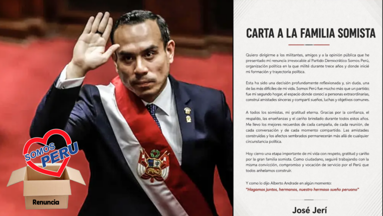 Jerí renuncia a Somos Perú luego de 13 años de militancia y deja también la bancada