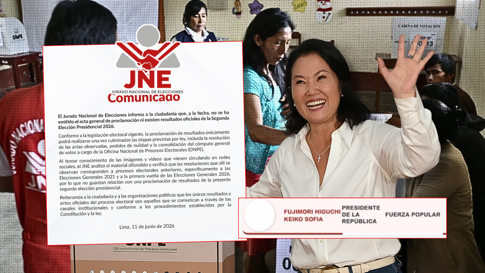 JNE se pronuncia luego de que Keiko Fujimori apareciera proclamada como presidenta en su página web