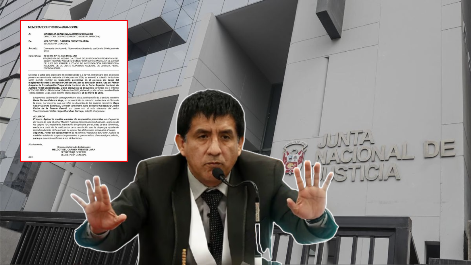 JNJ suspende por 6 meses al juez Richard Concepción Carhuancho
