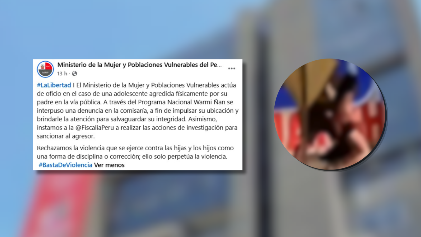 Ministerio de la Mujer denuncia a padre que azotó en la calle a su hija por ir a discoteca